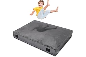 Homewell 4 x 6 Ft Crash Pad – Soft Velvet Cover Sensory Crash Pad for Kids with Durable Shock-Absorbing Foam, Machine Washable Cover, Ultimate Comfort and Safety for Kids, Adults and Pets (Gray)