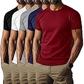 Evervibe 5 Pack Men's Big and Tall Short Sleeve T-Shirt, Summer Crew Neck Tees Slim Fit Shirts Athletic Pullover Tops