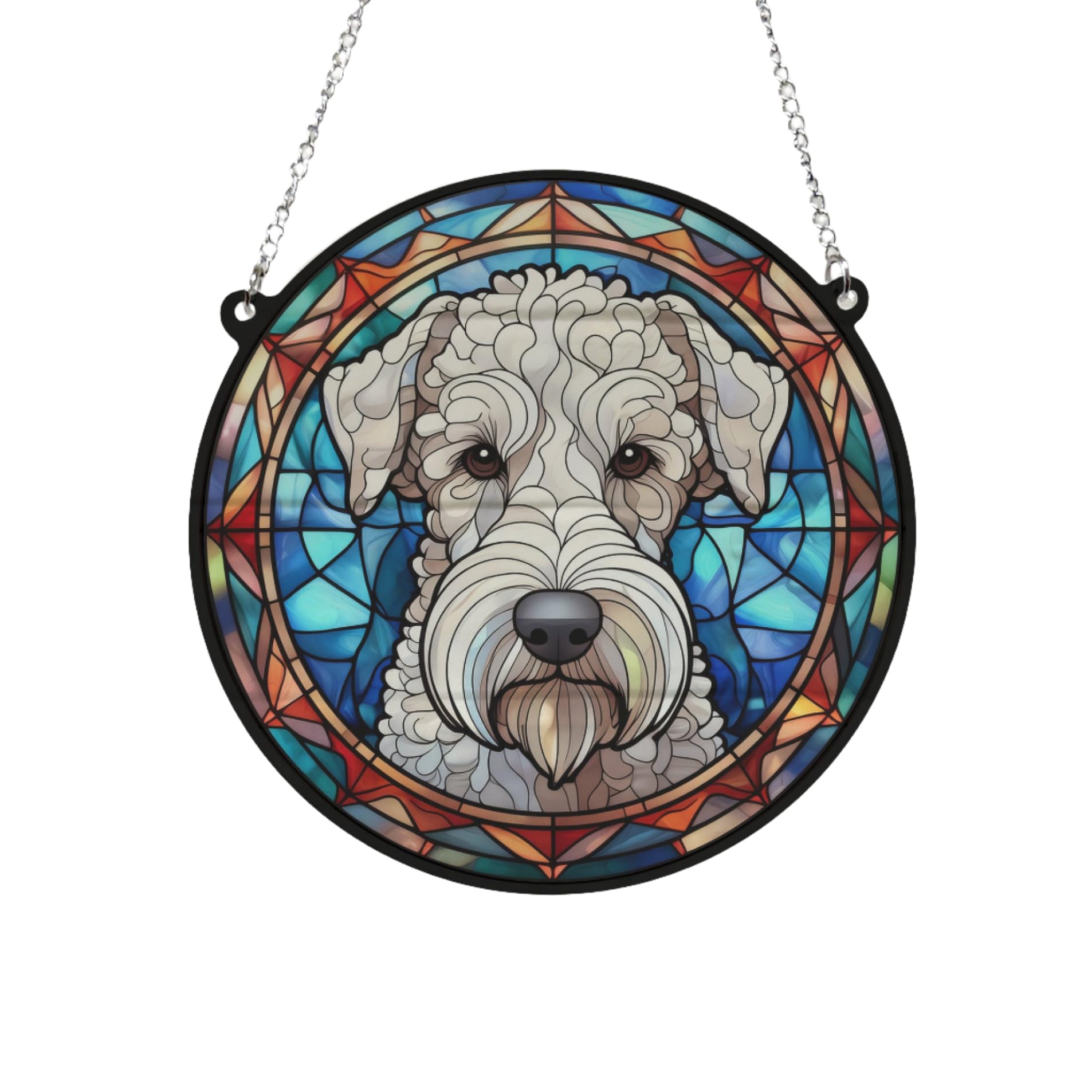 Bedlington Terrier Stained Glass Effect Suncatcher Gift for Dog Lovers - 13cm