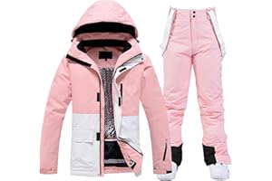 RIUIYELE Women's Ski Jackets and Pants Set Waterproof Insulated Snowsuit Winter Warm Skisuit Fashion Snowboarding Snow Coat