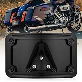 OKLPF Curved Laydown License Plate Bracket for Harley Motorcycle | 3-Hole Side Mount License Plate Holder With Black Finish, Easy Install, Replace OEM #3148 For Harley Motorcycles