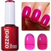 Ozzeal Jelly Gel Nail Polish, Neon Hot Pink Jelly Gel Polish Translucent Sheer Spring Summer Gel Polish Soak off UV LED Light for Nail Art DIY Manicure 0.5 Fl Oz