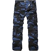 BOJIN Men's Cargo Pants Casual Military Army Camo Relaxed Fit Cotton Combat Camouflage Cargo Work Pants with 8 Pockets