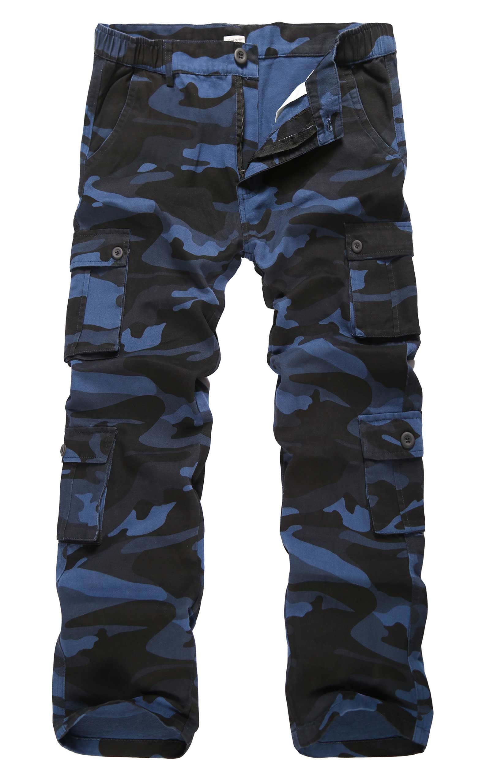 Photo 1 of **Damaged Zipper***BOJIN Men's Cargo Pants Casual Military Army Camo Relaxed Fit Cotton Combat Camouflage Cargo Work Pants with 8 Pockets - CK031 Camo Blue 36