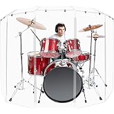PENNZONI Drum Shield 5ft w/Deflectors &amp; Plastic Hinges, Comes w/ 5 Drum Panels, Plastic Hinges &amp; 5 Deflectors, Premium Clear Acrylic Panels