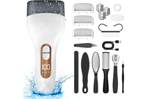 HOXIDA Electric Callus Remover for Feet - with Larger Grinding Head, Portable Pedicure Kit Foot File Callus Remover, Rechargeable Waterproof Foot File for Foot Care Deadskin Remover LCD Display-White