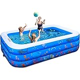 Inflatable Pool,100" X71" X22" Inflatable Swimming Pool, FUNAVO Family Swimming Pool for Kids, Baby, Toddler, Adults, Blow Up