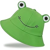 QFE Sun Bucket Hats for Women & Men Beach Hat UV Protection Adjustable Summer Packable Cotton Frog Funny Fisfing Travel Cap