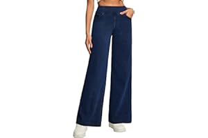 Heathyoga Wide Leg Jeans Woman High Waist Pull On Baggy Jeans for Women Stretchy Jean Pants Straight Leg Denim Pants