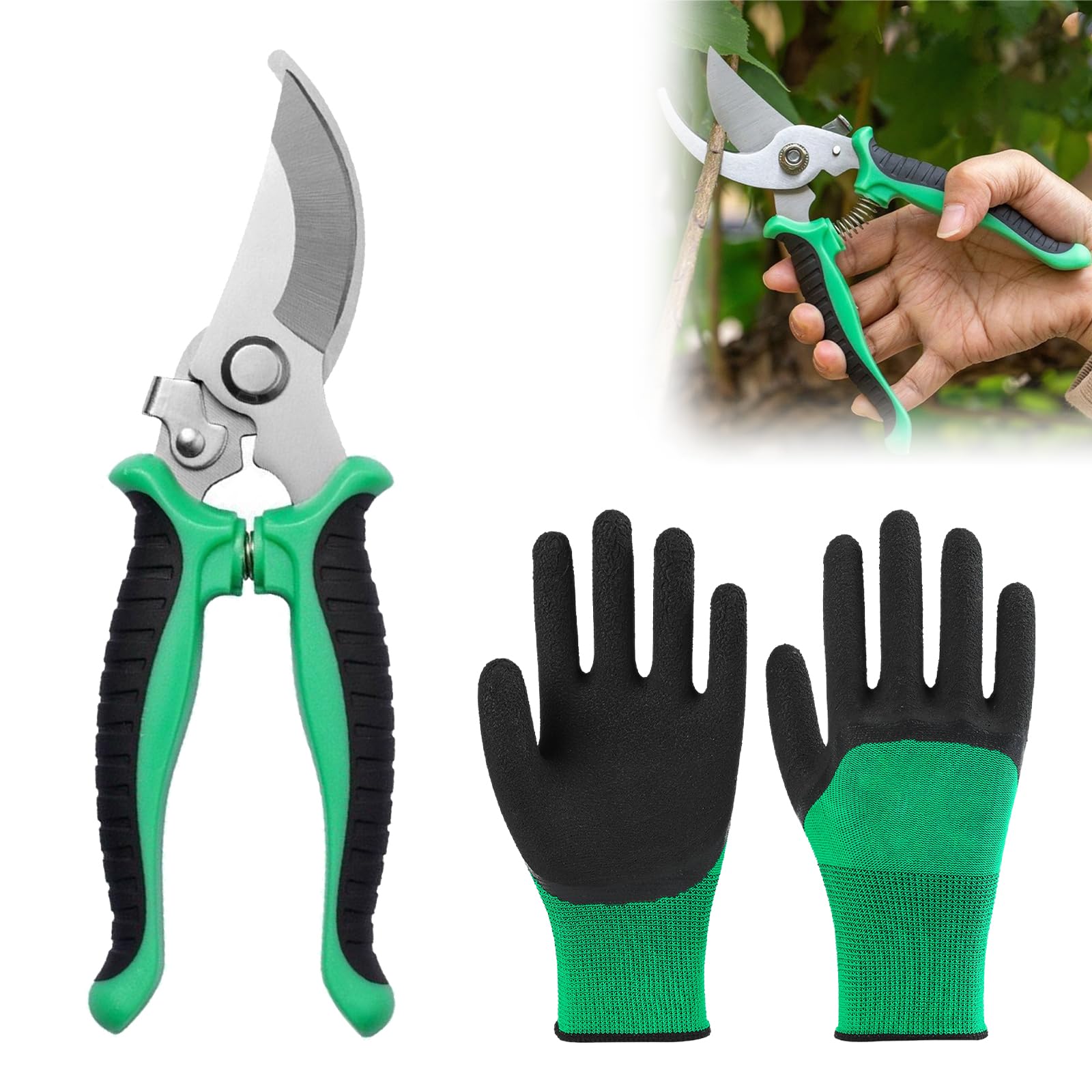Professional Titanium Garden Secateurs, Garden Scissors, Secateurs Pruning Scissors, Garden Secateurs for Heavy Duty, with Garden Gloves, Bypass Pruning Shears for Plants, Gardening, Trimming