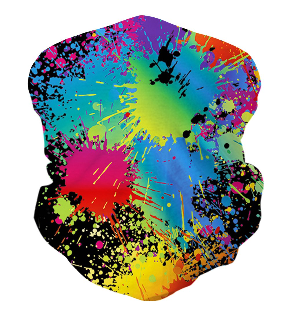TUONROAD 3D Printed Colorful Paint Tie-Dye Black Seamless Hot Bandana Headband Mask Sweatband Lady MensMultifunctional Headwear Head Wrap Neck Gaiter Face Sun Mask for Cycling Fishing Hunting