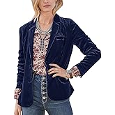 MINTLIMIT Women's Casual Velvet Blazer Notched Lapel Button Front Jacket Long Sleeve V Neck Jackets Coat Blazers