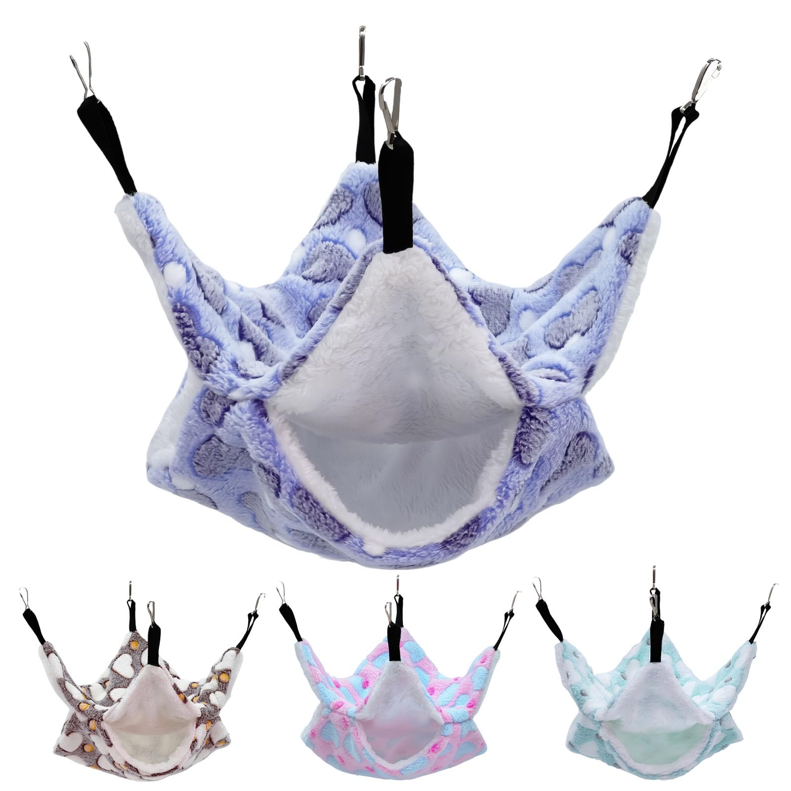 LXTaoler Small Pet Cage Hammock, Bunkbed Sugar Glider Hammock, Guinea Pig Cage Accessories Bedding Warm Hammock For Chinchilla, Hamaster Squirrels, Other Small Animals, 34 x 34 cm (L x W) (Purple)