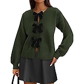 PRETTYGARDEN Cardigan Sweaters for Women Fall Fashion 2026 Bow Tie Front Long Sleeve Knit Sweater Tops Cute Winter Clothes