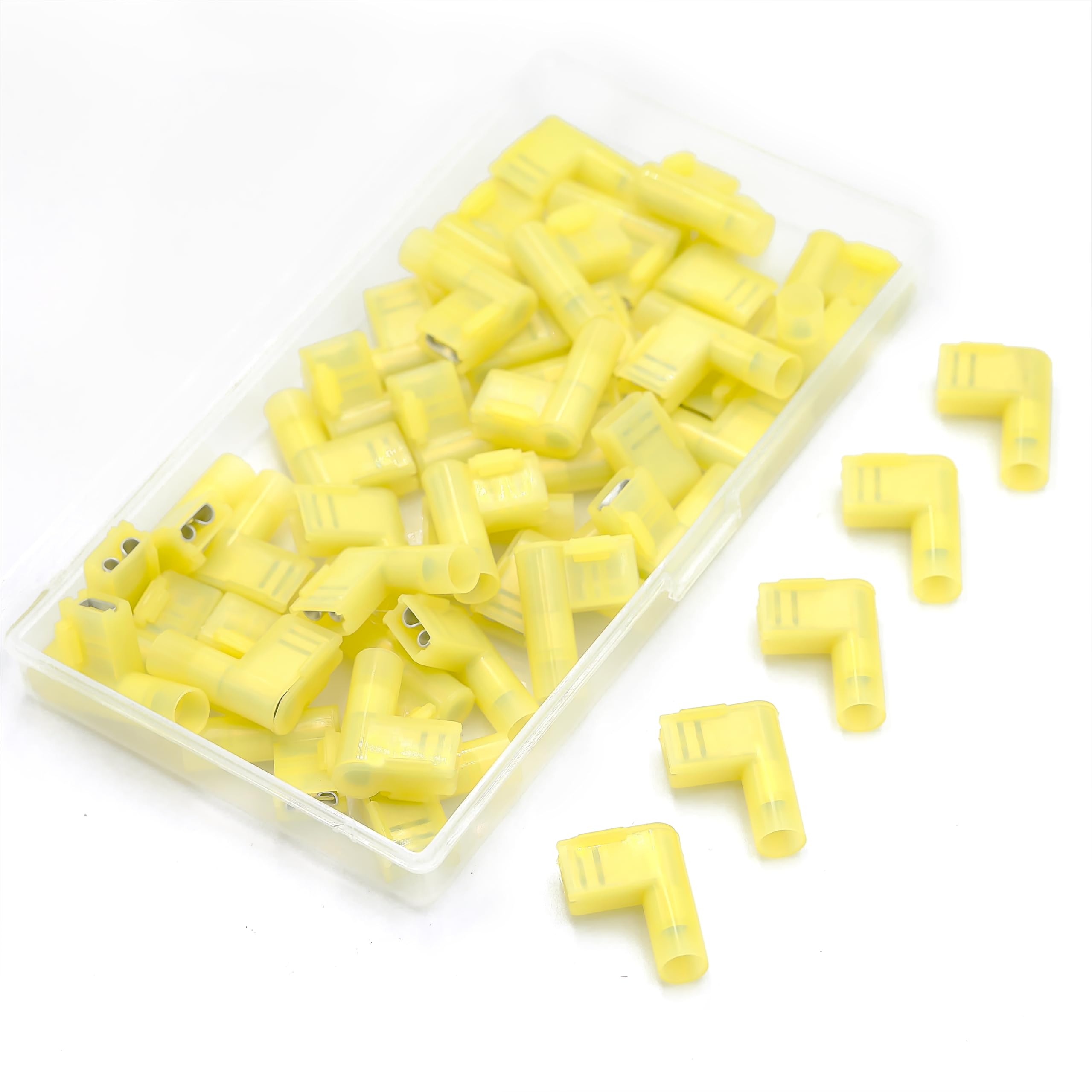 90 Degree Yellow 4-6 mm² Plug Width 6.3 mm Fully Insulated Connector Blade Terminals Female 16-14 AWG Cable Lugs Angle Flat Plug Angled Cable Lug Angle Blade Terminals Lewttyer (40 Piec