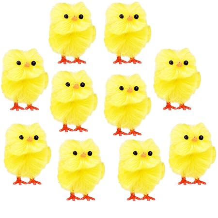 10 X Plush Easter Chicks Easter Egg Yellow Decorations Amazon Co