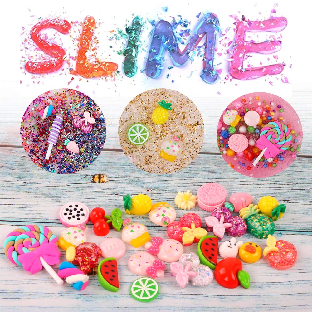 HOLICOLOR 110pcs Slime Making Kit, Add Ins, Accessories, Glitter, Foam Balls, Fishbowl Beads, Sequins, Shells, Candy Charms, Cups for Slime Party