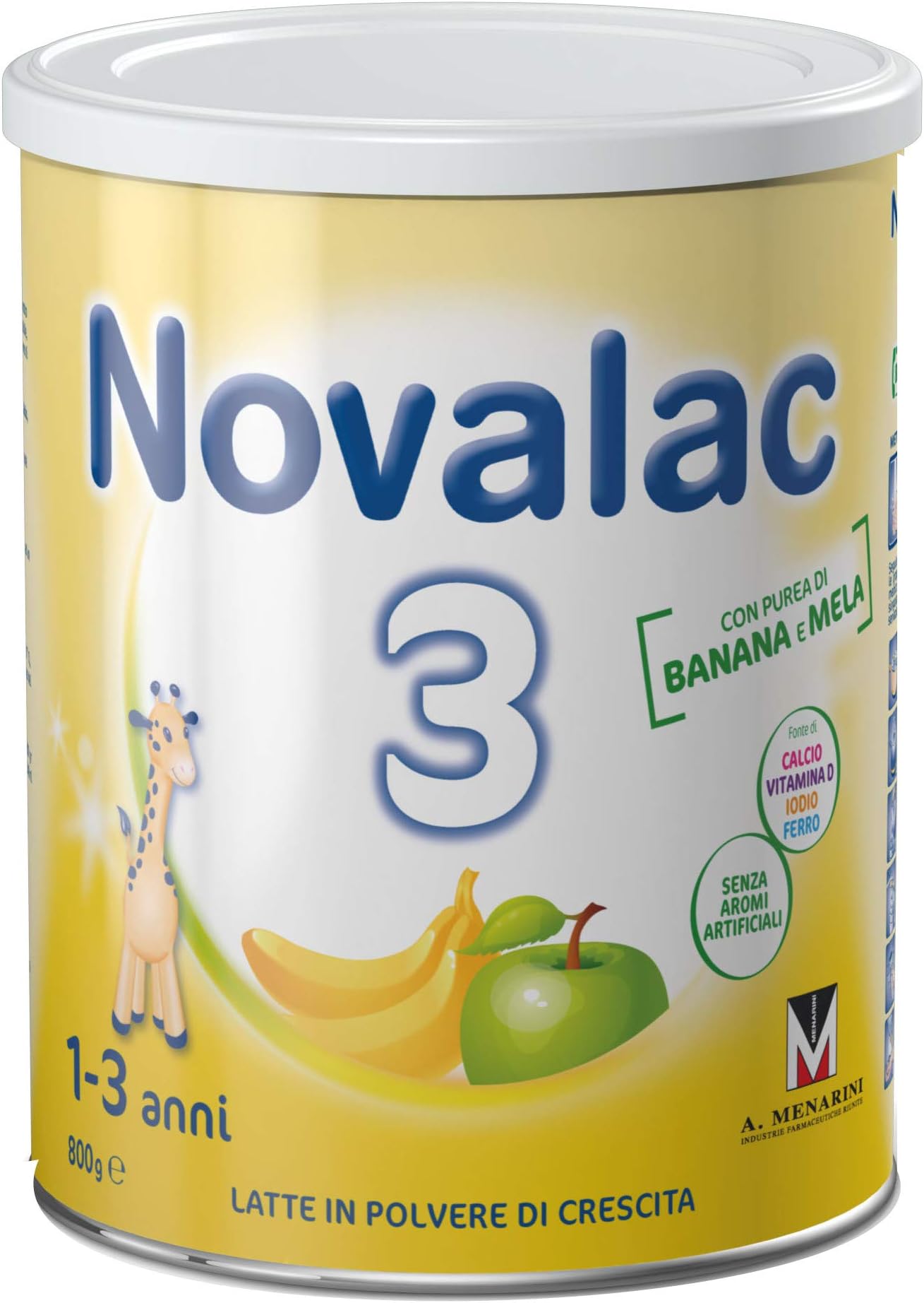 Novalac 3 Latte in Polvere Di Crescita 1-3 Anni Con Purea Di Mela E Banana 800 g