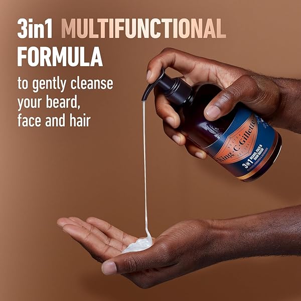 KING C. GILLETTE BEARD WASH, MENS FACE WASH, 11 OZ, INFUSED WITH ARGAN OIL AND AVOCADO OIL TO CLEANSE HAIR AND SKIN