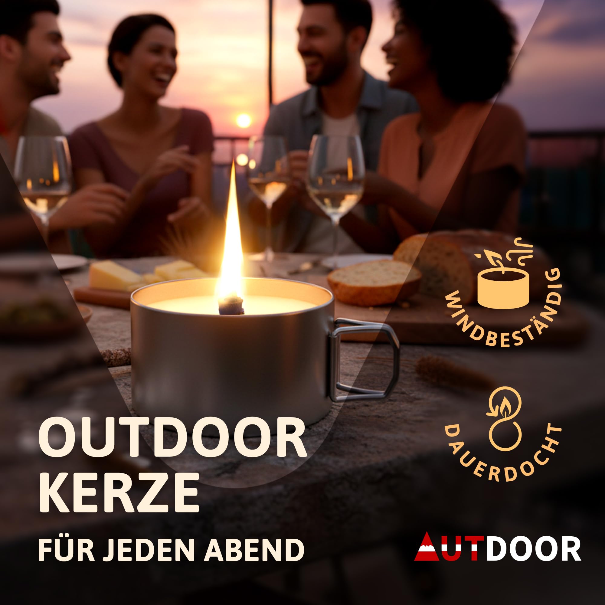 AUTDOOR® Dauerkerze Outdoor aus Sojawachs – Nachfüllbare Campingkerze mit Dauerdocht | Nachhaltiges Windlicht als Mini-Lagerfeuer für Garten & Balkon – Umweltfreundliche & wiederverwendbare Kerze 2