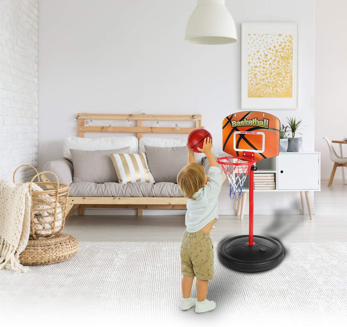 Toddler Basketball Hoop Stand Adjustable Height 2.5 ft -5.1 ft Mini Indoor Basketball Goal Toy with Ball Pump for Baby Kids Boys Girls Outdoor Play Sport for Age 2 3 4 5 Years Old: Toys & Games