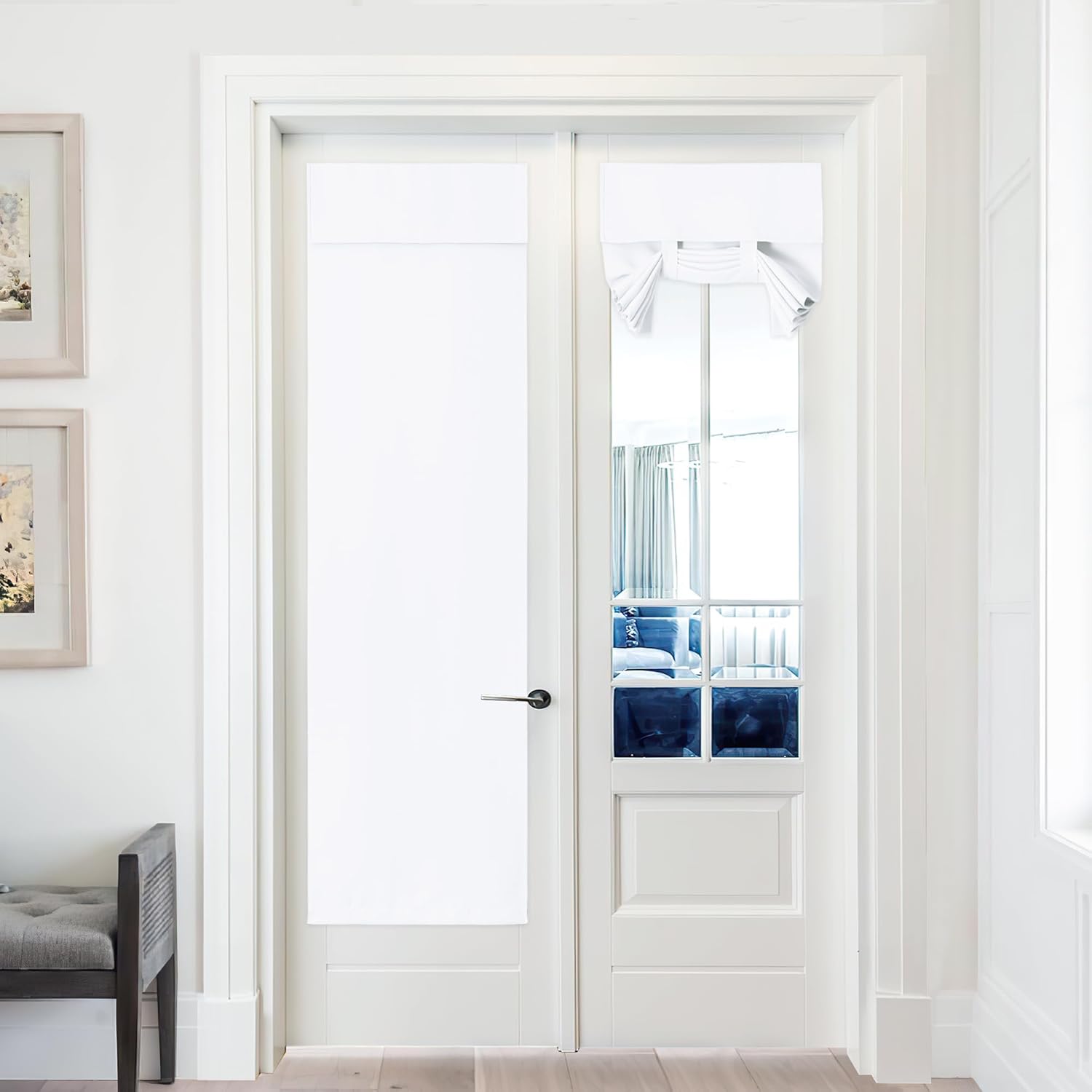 Outdoor Curtains - PONY DANCE Door Cover for French Door, W26 x L72 inch Room Darkening Tricia Door Window Curtains for Patio French Door Front Door Tie up Shade for Sightseeing, 1 Panel, Pure White