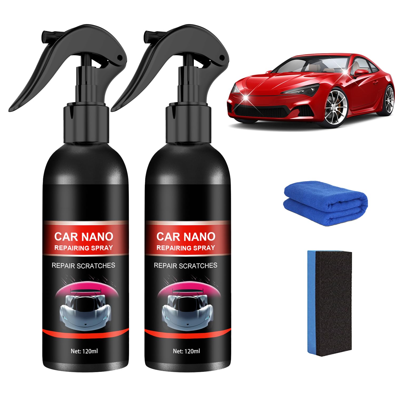 Photo 1 of 2Pcs Nurafix Nano Car Spray,Nurafix Scratch Remover,Nurafix Scratch Fix,Nurafi x Spray for Cars,Car Repair Sprays,Nurafix Cars Scratch S Pray(2 * 120ml)