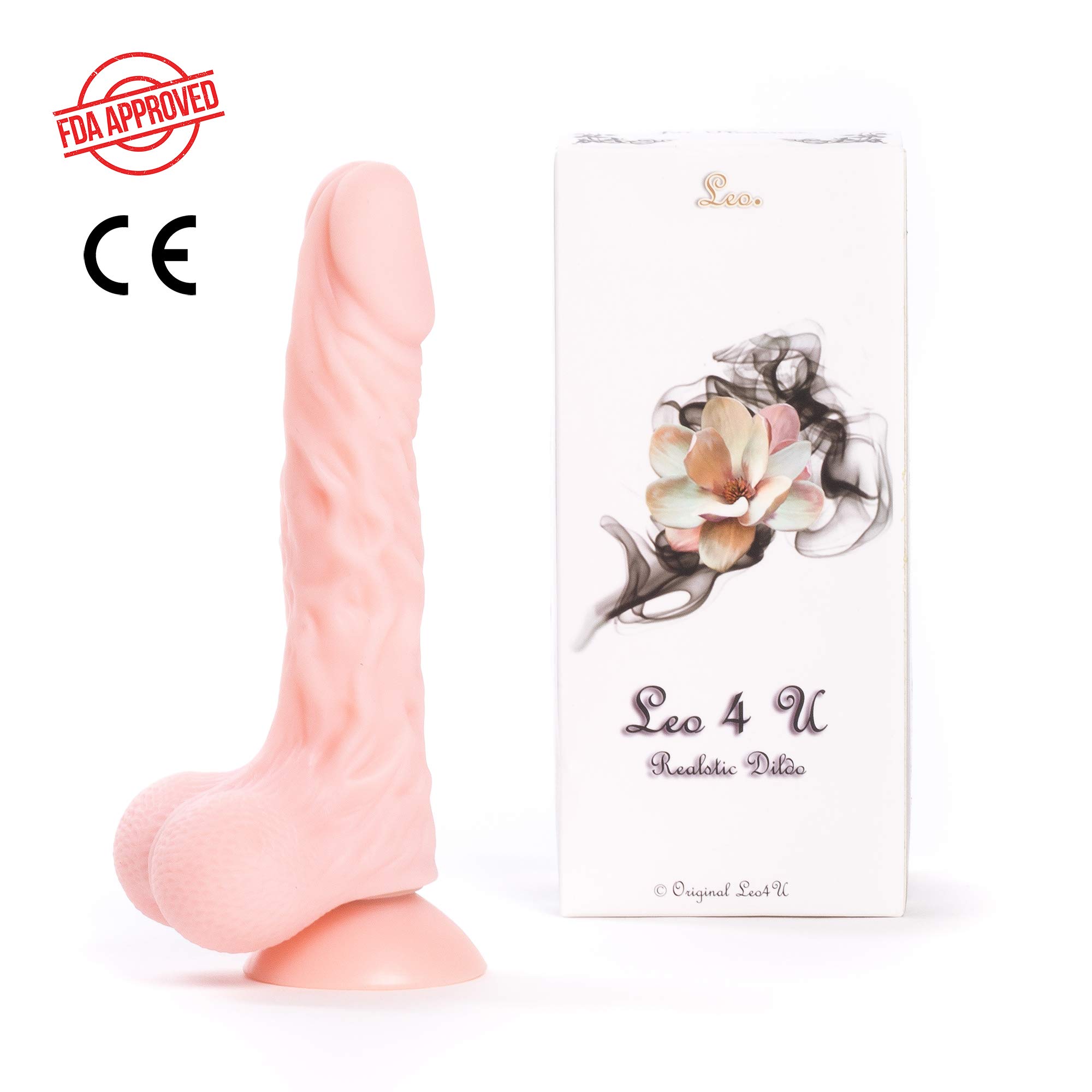 Realistic Dildo LEO4U. Best Penis Sex Toy with VACUUM-CUP & INNER LUBRICANT. Unique Flexible Skin- Hands Free Exclusive Penis Design(pic.2) FDA & CE. Enhance Your Satisfaction Now!
