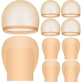 Seifar 2 Pcs Halloween Bald Cap Set, 1pcs Realistic Latex Bald Cap with 1pcs Stretchable Nylon Wig Head Cap, Bald Head Cover for Adults Men Women, Cosplay Costume Party Dress Up Supplies