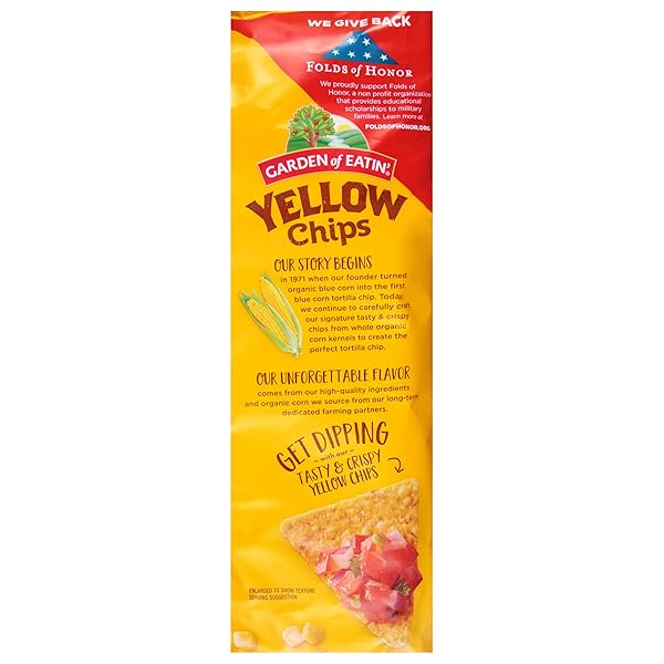 GARDEN OF EATIN’ CORN TORTILLA CHIPS, YELLOW CHIPS, 1 LB BAG