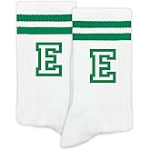 SSQBZU Striped Initial Socks with the Letter in Green, St. Patricks Day Socks Gifts for Family Friends, etc.