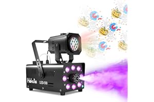 Fog Machine,HAKUTA Smoke Machine and LED Projector Light with 6pcs Slides Pattern Light,13 Colorful LED Lights and Smoke Effe