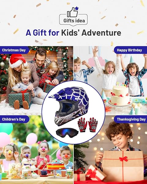 OUMURS DOT YOUTH DIRT BIKE HELMET,KIDS ATV HELMETS WITH GLOVES GOGGLES FOR YOUTH BOYS GIRLS 5-14 AGES,FOUR WHEELER HELMET KIDS MOTOCROSS BMX MX UTV SNOWMOBILE GO KART FULL RIDING RACING SKATEBOARD