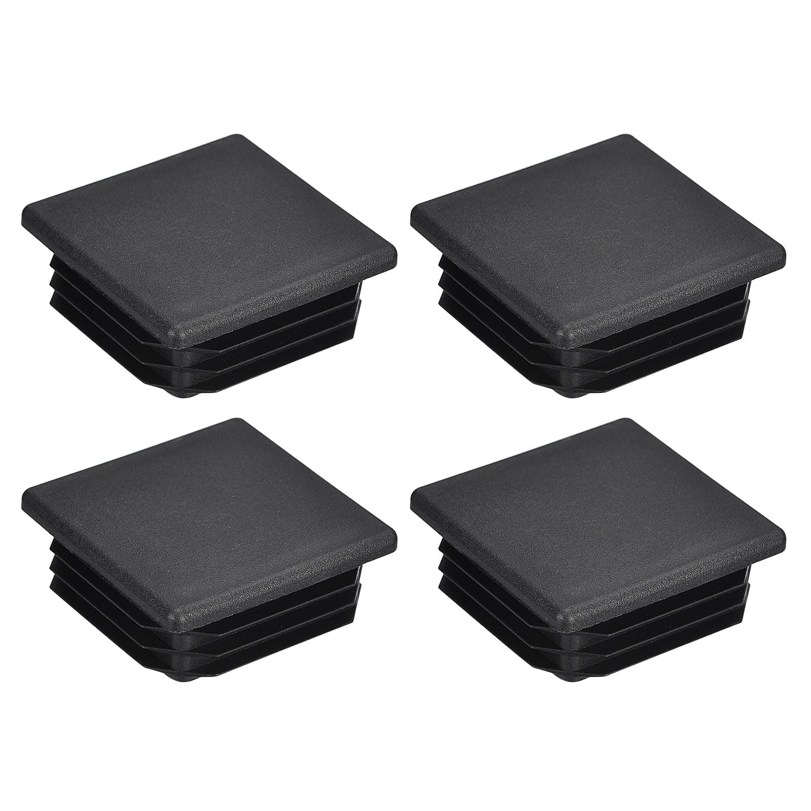 uxcell 4Pcs 50mmx50mm(1.97inch) Plastic Tubing Plug Square Post End Caps for Handrail Stair Newel Guardrail Tube Black