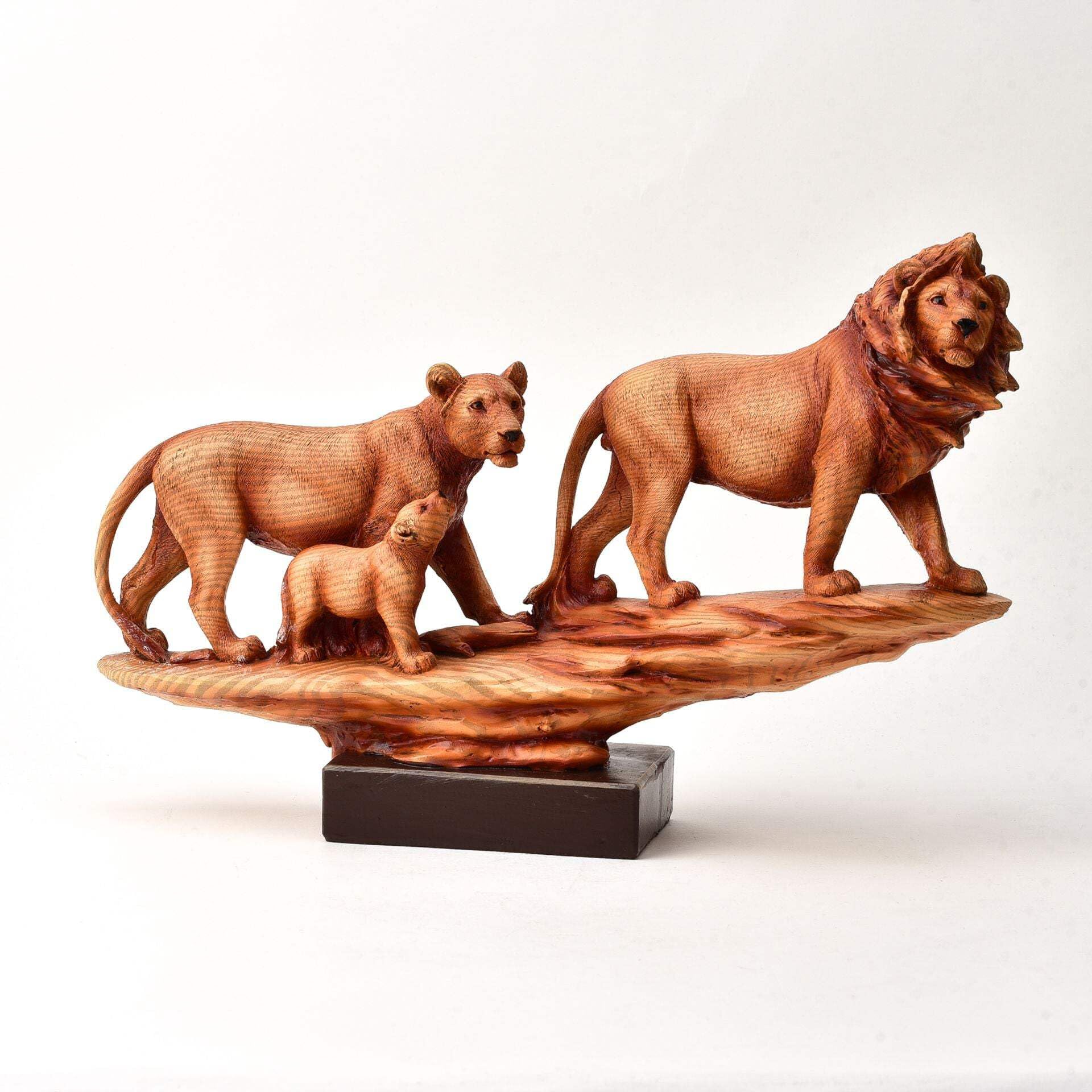 Widdop & Co. Naturecraft Wood Effect Family of Lions Figurine NC1182