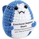 Lestp Funny Gifts Women Positive Shark Emotional Support Crochet Nuggets Pickle Plush Partner Cute Birthday Gift Gag Metal Health Gifts Unique Office Car Decor Office Gifts for Coworkers