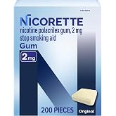 Nicorette Nicotine Gum Stop Smoking Aid, 2 mg, Original Flavor - 200 Count | Reduces Nicotine Cravings and Withdrawal Symptoms, Intense Craving Relief, Portable Smoking Cessation Gum