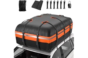 WISAMIC Rooftop Cargo Carrier - Car Roof Bag, 1000D PVC Soft-Shell Waterproof for Cars with/Without Racks, Includes Anti-Slip Mat, Storage Bag, Luggage Lock, 6 Extra Straps, 21 Cubic Feet