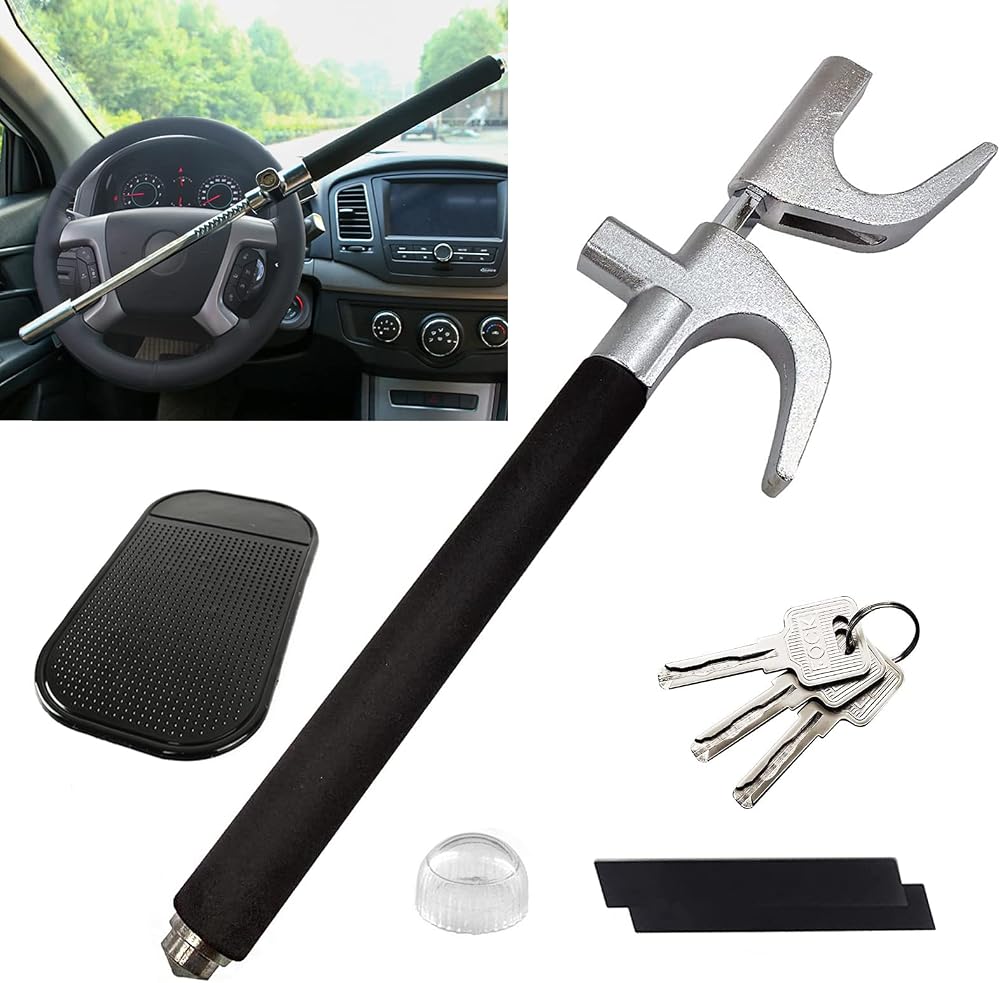 wyewye Universal Steering Wheel Lock Retractable with Window Breaker 3 Keys