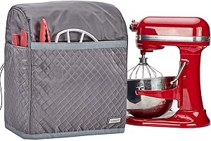 HOMEST Stand Mixer Quilted Dust Cover with Pockets Compatible with KitchenAid 6/7/8 Quart Bowl Lift, Grey (Patent Design)