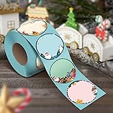 iEager Christmas 2 Inch Circle Thermal Labels, Self-Adhesive Round Direct Thermal Label Stickers for Christmas Gifts, Name Tags, Home Decor, 300 Labels/Roll