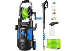 Commowner 4000 PSI Electric Pressure Washer 2024 Newest 4.0 GPM High Power Washer with with 33ft Pressure Hose, 4 Nozzle and Detergent Tank for Cars, Fences, Patio, Upgraded Blue