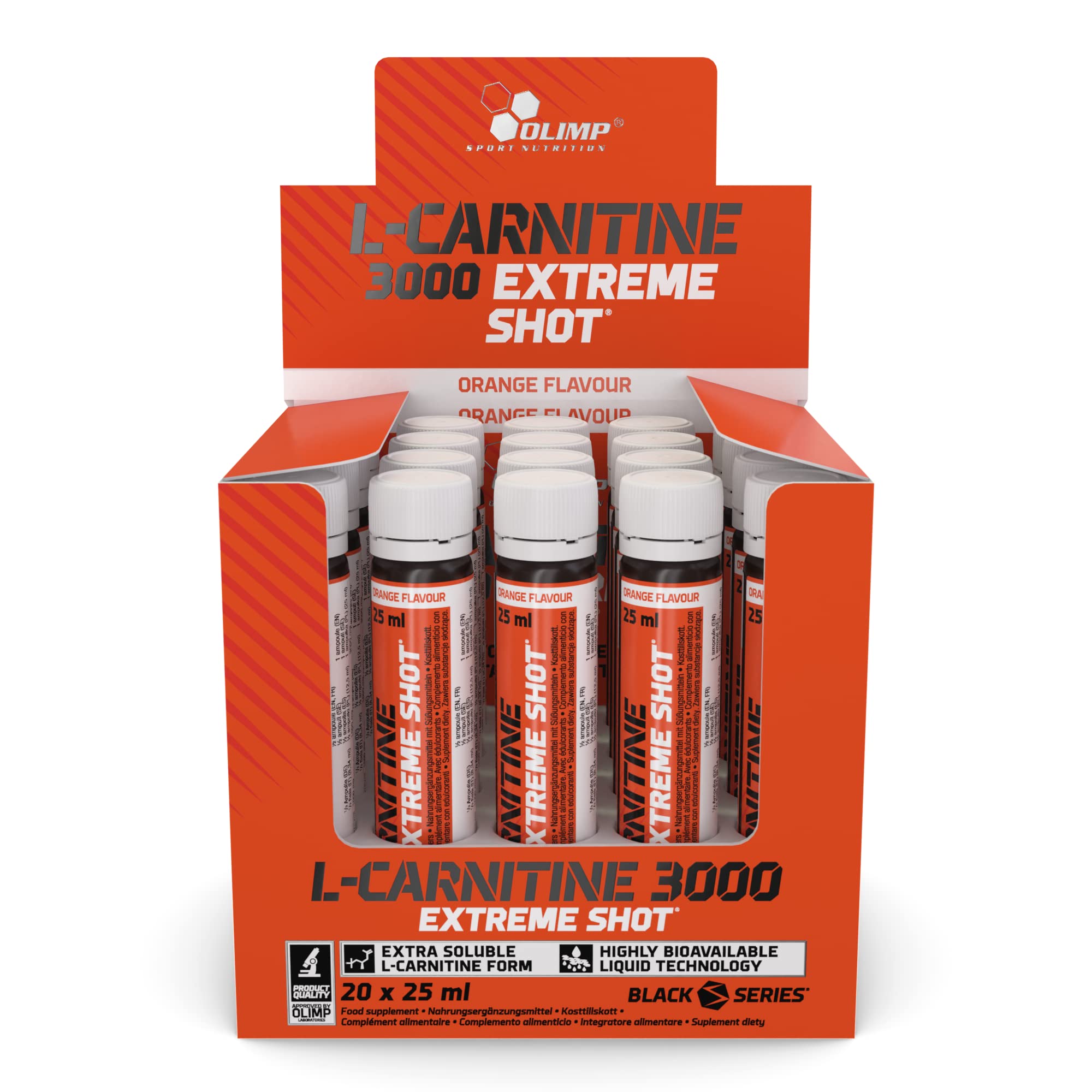 OLIMP SPORT NUTRITION Olimp Orange 25 ml L-Carnitine Forte 3000 Extreme Shot - Pack of 20 Shots