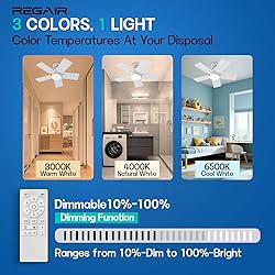 Regair Small Ceiling Fan With Light 32 Inch, Remote