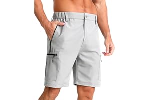 zeetoo Mens Cargo Shorts with Multi Zipper Pockets,Lightweight Quick Dry Hiking Shorts for Men,9'' Casual Shorts for Golf