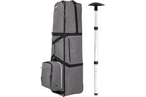 LARIPOP Padded Golf Travel Bag with Wheels, 900D Heavy Polyester Oxford Wear-Resistant,Soft Sided Foldable Golf Club Travel Covers for Airlines, Golf Club Bag Protection