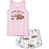 Cozchique Girls Tank Top Pajamas – Size 6 8 10 12 14 16 18 Summer Shorts Stripe PJS Set Big Kids Clothes for Tween/Teens