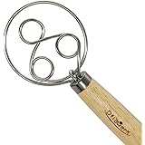 DflowerK Premium Danish Dough Whisk Mixer Large Stainless Steel Dutch Dough Whisk for Bread Cookie Souffle Pastry Pizza Dough