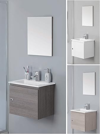 Bagno Italia Arredo Bagno Sospeso 50 Cm Mobile Moderno Bianco Rovere Chiaro O Scuro Lavandino In Ceramica I Amazon It Casa E Cucina