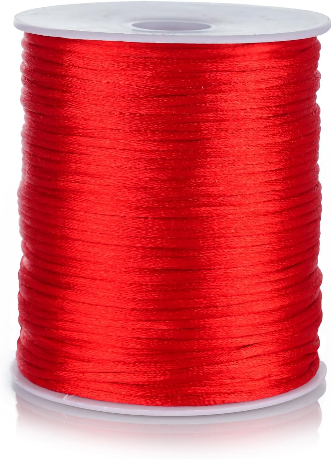 FQTANJU 2mm Nylon Satin Cord, 100 Yards Nylon Cord Satin String for Bracelet Jewelry Making Silky Rattail Macrame Trim Cord Necklace Bulk Beading Thread Kumihimo Chinese Knot Craft (Red)